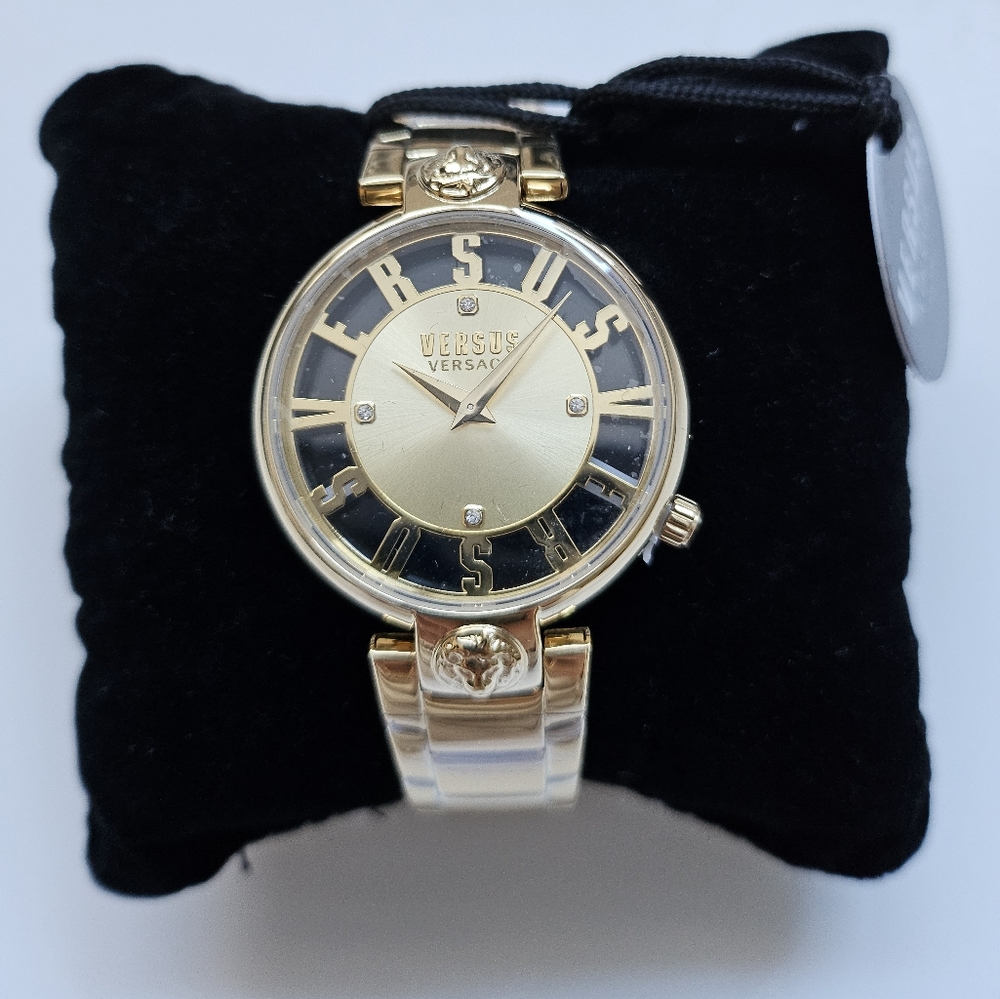 Versus Versace Kirstenhof 36MM Goldtone Stainless Steel & Crystal Bracelet Watch